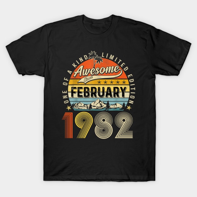 Awesome Since February 1982 Vintage 41st Birthday T-Shirt by Vintage White Rose Bouquets
